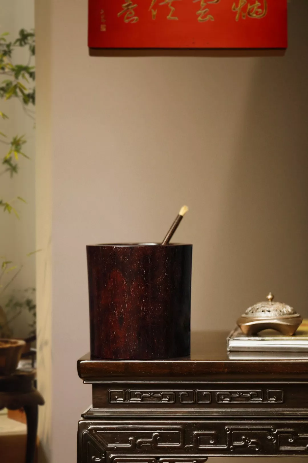 印度小叶紫檀笔筒满金星- 惜木